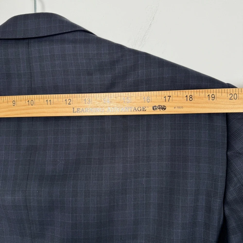 J. Hilburn Vitale Barberis Canonico Wool Blazer‎ Navy Plaid 47L Classic Fit
